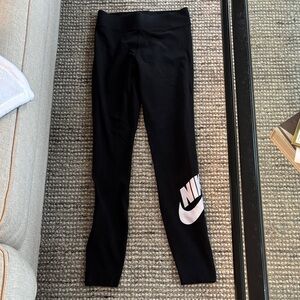 Nike women’s Black Leggings with White Logo